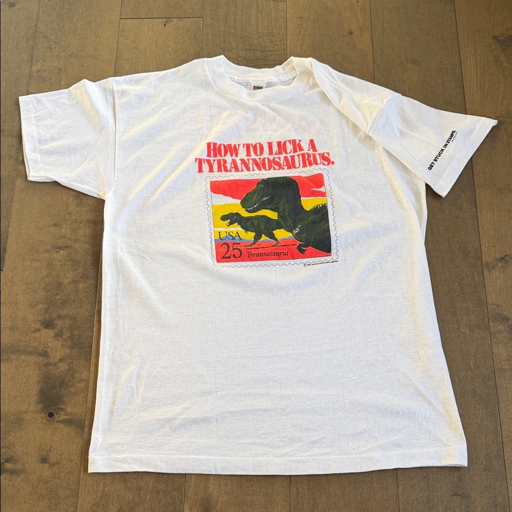Vintage 1989 USPS Dinosaur Stamp USA Single Stitch XL Graphic Shirt